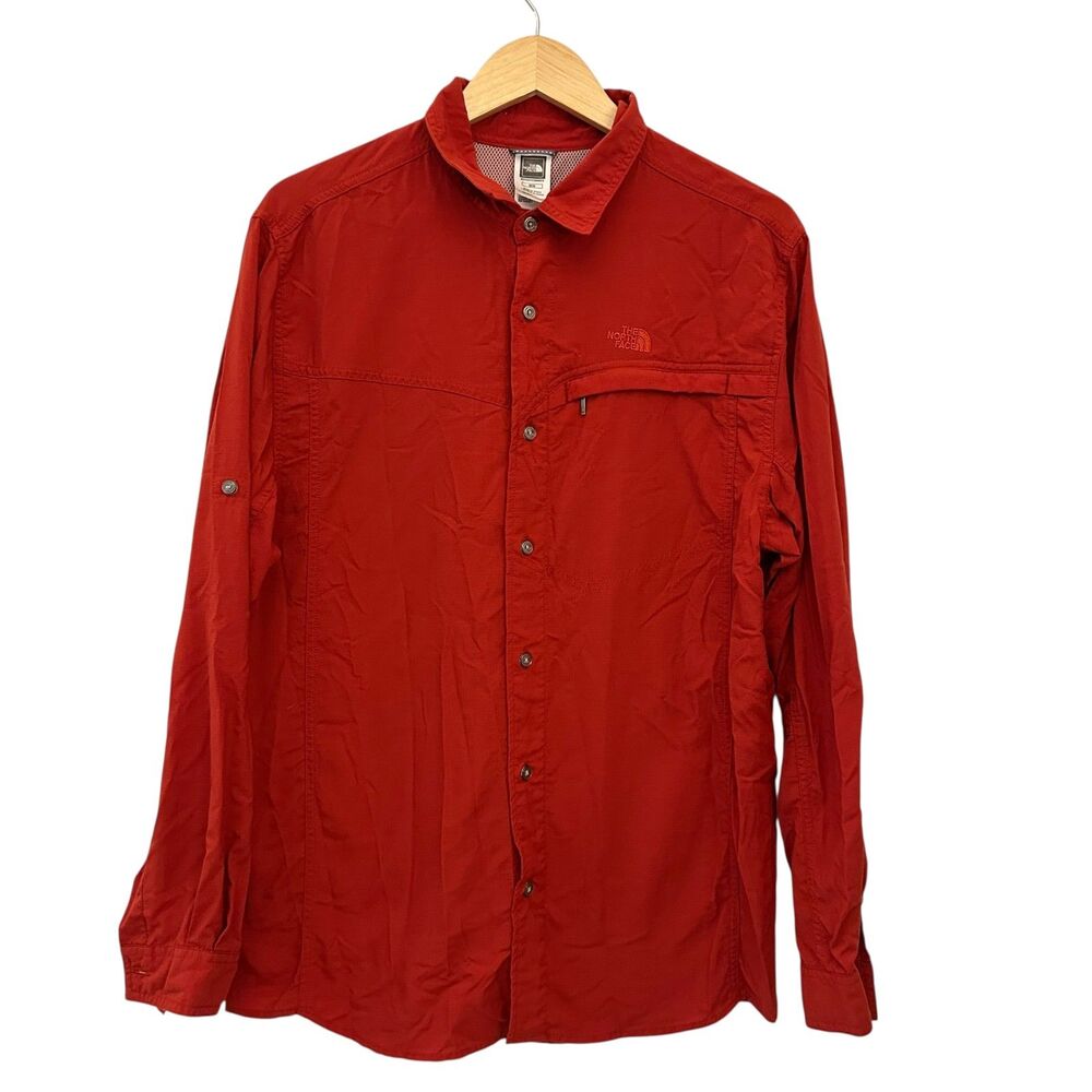 The North Face Men's Red Nylon Button Up Gorpcore Outdoor Shirt Size M